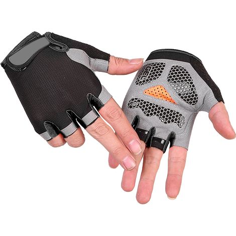 Rutschfeste Gewichtheberhandschuhe für Gewichtheben, Radfahren und Fitness, Halbfingerhandschuhe, für Damen und Herren, Outdoor-Sportarten, schwarz, Größe L