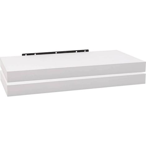 WOLTU 2er Set Wandregal Bücherregal Deko Wandablagen MDF Holz Hängeregal weiß 70x22.9x3.8cm