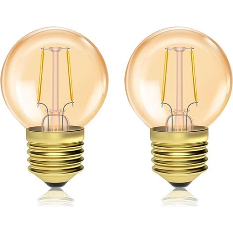 Lot de 2 ampoules LED G40 vintage en forme de balle de golf E27 1,5 W 220V Blanc chaud 2200 K Ambre 2 W équivalent à 20 W [Classe énergétique A] (1/4)