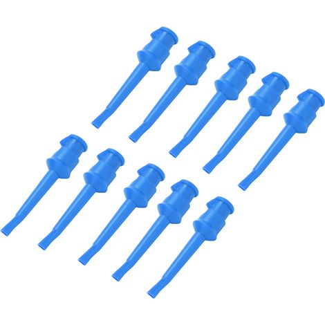 Lot de 10 pinces de test pour multimètre J.30007, pour soudure et tests électroniques de tension et de circuits (bleu). (1/5)