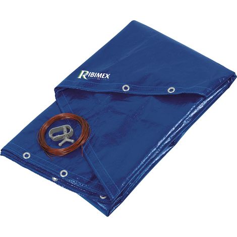 Ribimex Telone per Piscina Rotonda, Diametro del Telo 6,20 m per Piscine con Diametro 5,60 m, Rete di Scolo Centrale, in Polietilene con Trattamento Anti-UV, Cavo e Tenditore Inclusi - RIBPRBP140R62 (1/6)