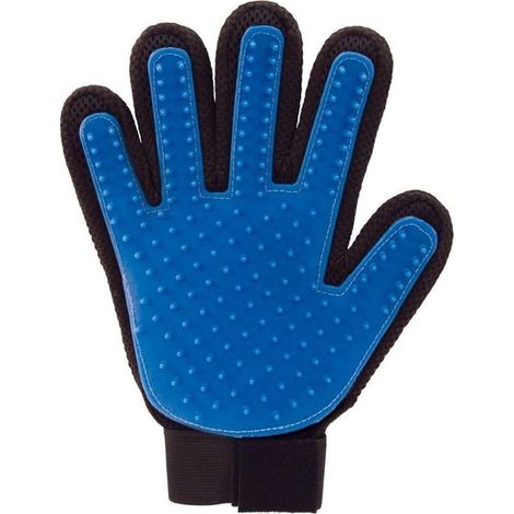 Brosse de nettoyage pour animaux de compagnie Magic Glove pour droitier, bleue (1/5)