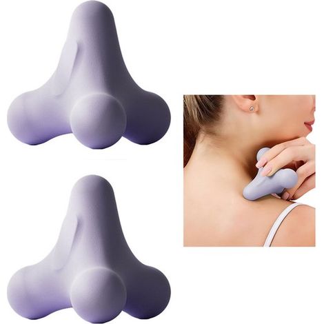 Bola de fascia rectangular de 2 piezas - Alivia el dolor muscular - 7,57,56,8 cm - para espalda y cuello - Morado (1/5)