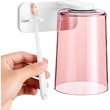 pour Bain De Bouche PorteBrosse À Dents Adhésif Magnétique Gobelet À Bain De Bouche avec Support Mural pour Salle De Douche Maison Appartement Bureau Hôtel CampingCar Voyage (1/5)