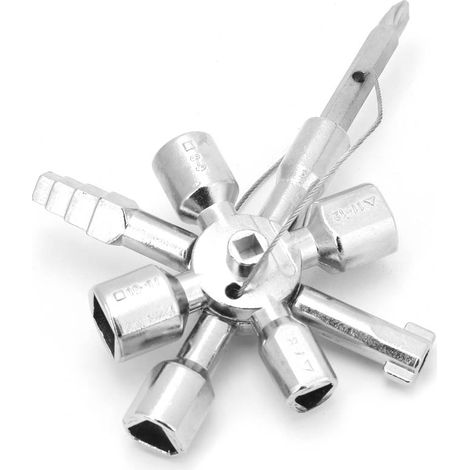 Clé multifonction 10-en-1 pour électricien plombier, clé à molette croisée carrée triangulaire à douille. (1/5)