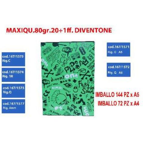 Maxi Quaderni 20+1Ff.80Gr Rigatura C Seven Divento X18