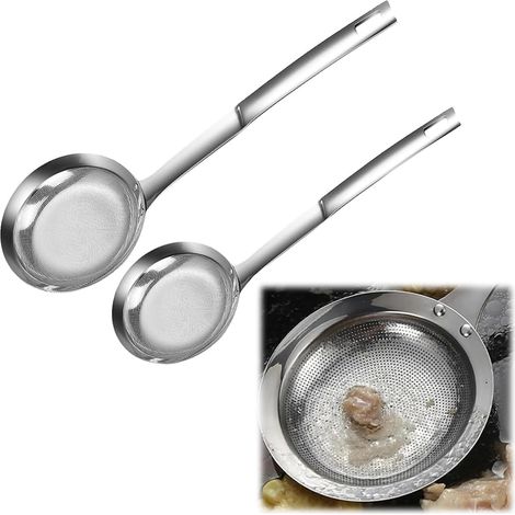 Colino in acciaio inossidabile, colino a maglia extra fine con manico, filtro per olio, utensile da cucina (piccolo e grande) (1/4)