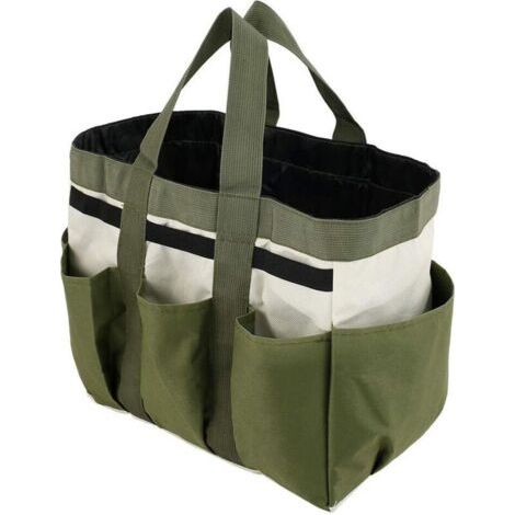 Sac de rangement pour outils de jardin, cabas à 8 poches, robuste, en tissu Oxford, idéal pour l'intérieur et l'extérieur. Cadeau parfait pour hommes et femmes. (1/5)