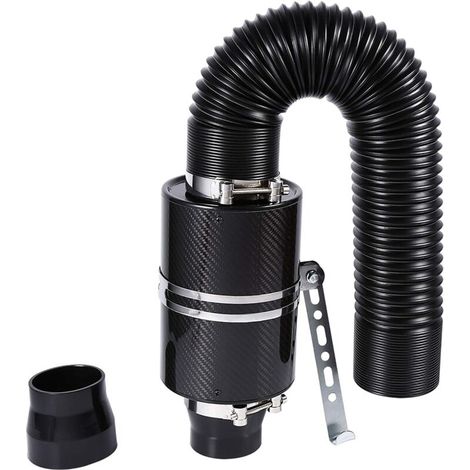 ZVD Kit d'aspiration d'air froid en fibre de carbone, Système d'aspiration filtre à air sport voiture boîte filtre à air Rubber Intake Flow pantalon tuyau air froid filtre série 3"boîte universelle (1/4)