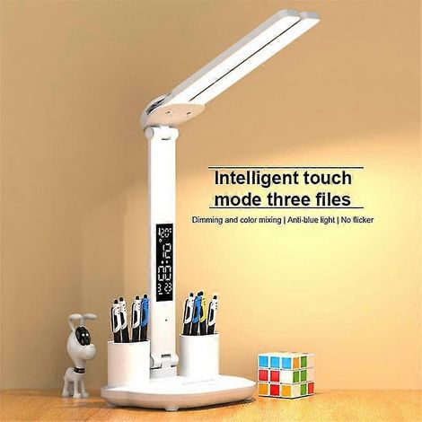 Lampe de table tactile à intensité variable avec protection des yeux, lumière LED, rechargeable par USB, idéale pour la lecture dans une chambre d'étudiant ou une résidence étudiante (A450)