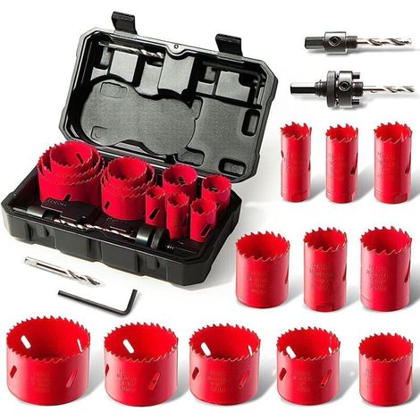 Scie cloche bimétallique 17 pcs – 11 lames de 20 à 68 mm – Profondeur de coupe 40 mm – Pour métal, bois, PVC, plastique – Hychika - 11PCS (1/5)