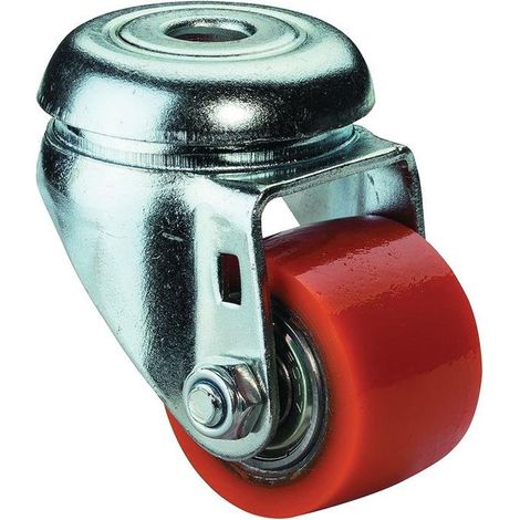 Roulette de direction D.35mm Capacité 100kg avec trou arrière 11mm PU (1/3)