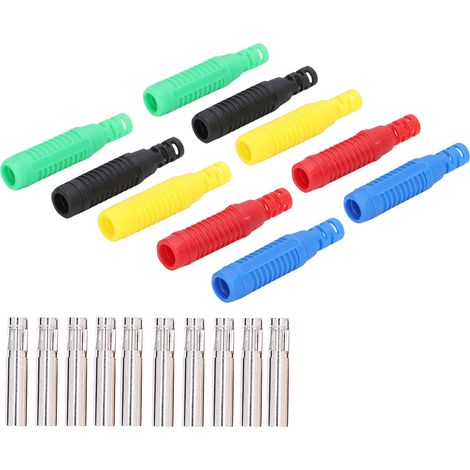 Lot de 10 fiches banane femelle J.10031 laiton PA connectique fiable conductivité optimale embouts lanterne pour électronique informatique (1/5)