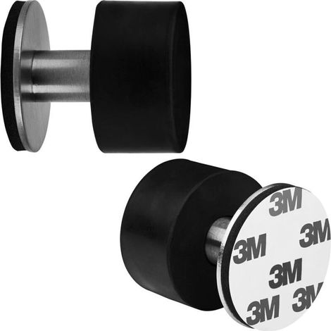 Set mit 2 selbstklebenden, robusten Türstoppern aus Edelstahl, inklusive 3M-Klebeband. Wandmontierter Türstopper mit Gummiauflage und Isolierung.
