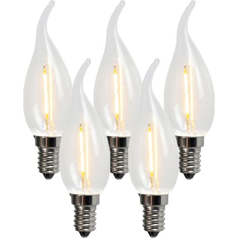 QAZQA Set of 5 E14 LED Filament Candle Bulbs BXS35 1W 100LM 2200K