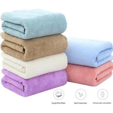 Serviette De Bain - Molleton De Corail - 70 x 140 cm - Pour Adulte - 2 Pièces (1/4)