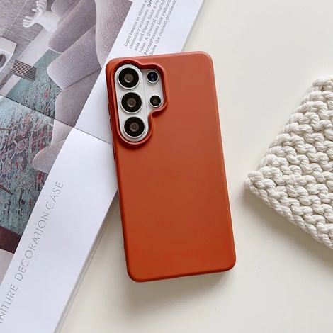 Coque de téléphone en silicone liquide (marron, Galaxy S26), souple, ultra-fine et résistante aux chutes