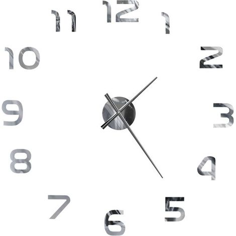 Horloge murale 3D, design moderne, très grande (100 cm), argentée. (1/5)
