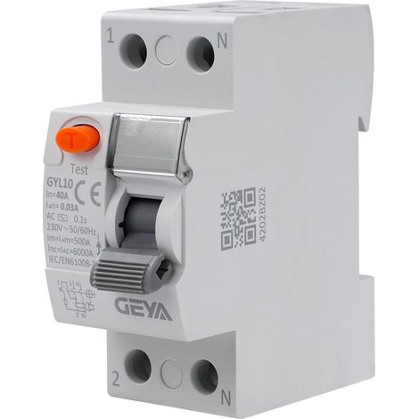 Disjoncteur différentiel 40A 30ma 2 broches Differentiel RCCB AC 220V Disjoncteurs électriques 2P 40A Disjoncteur GYL10-2P-40A-0,03A. (1/5)