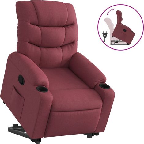 Maison Exclusive - Sillón reclinable elevable tela rojo tinto