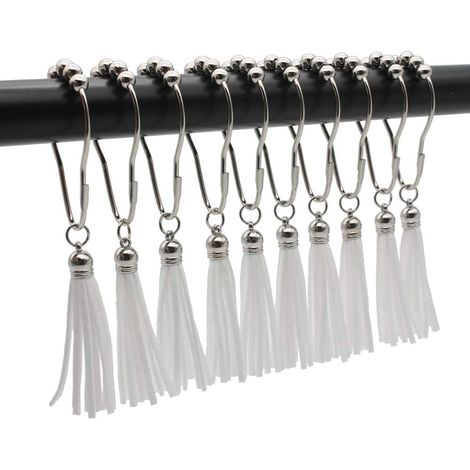 JANMIR-Lot de 12 anneaux décoratifs pour rideau de douche, anneaux à pompons en acier inoxydable 304 pour barres de douche de salle de bain (1/5)