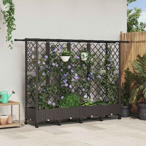 Teenpull – Hochbeet mit Rankgitter und Dach Braun 202,5 x 40 x 127 cm PP (1/5)