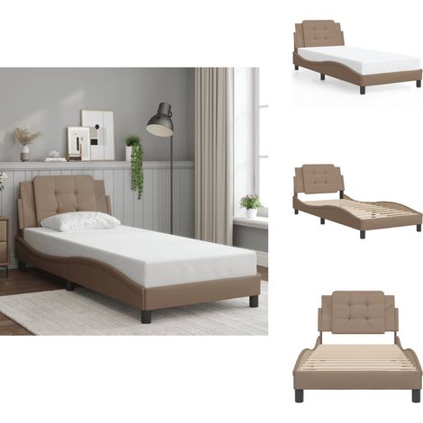 Bettgestell mit Kopfteil Cappuccino-Braun 90x200 cm Kunstleder - Bettgestell - Bettrahmen - Doppelbett - Kapuzenbettwäsche - Boxspringbett (1/5)