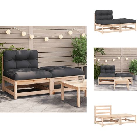 vidaXL Canapé de jardin sans accoudoirs avec coussins et repose-pieds