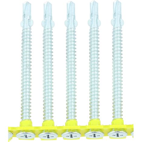 TIMCO Collated Self-Drilling Wing-Tip Steel to Timber Light Section Silver Screws  - 4.8 x 65 (1/3)