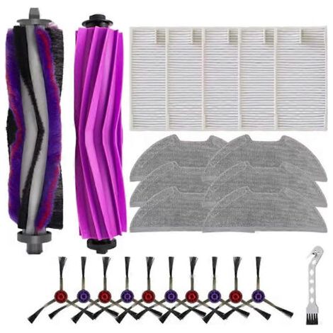 Lot de 24 pièces de rechange pour aspirateur Eureka E10S / E20 Plus : brosse principale, brosse latérale, lingette et filtre.