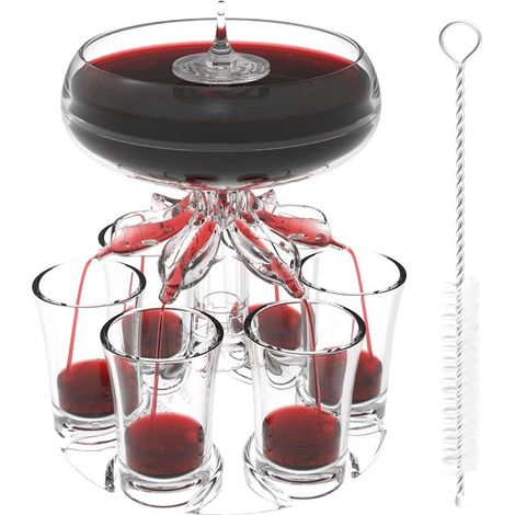 Dispensador de bebidas con 6 compartimentos y soporte，dispensador de vino，separador de líquidos，dispensador de refrescos，dispensador de cerveza (1/2)