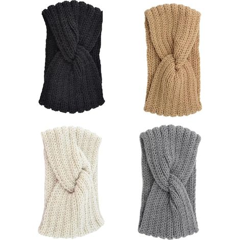 4-Piece Women's Knitted Headband with Cross Knots, Wide Brim (1/5)