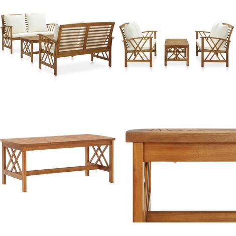 Salon de jardin 3 pcs avec coussins Bois d'acacia massif - Salon De Jardin - Mobilier De Jardin - Set De Salon De Jardin - Meubles D'extérieur - Chaise Longue - Home & Living (1/5)