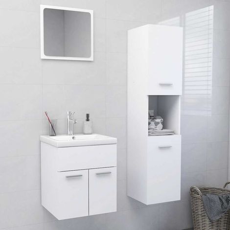 vidaXL Bathroom Furniture Set White Engineered Wood (1/5)