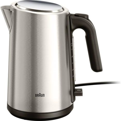 Bouilloire électrique en acier inoxydable, capacité 1,7 litre, 2200 W, socle rotatif à 360°, indicateur de niveau d'eau, enrouleur de câble, automatique (1/5)