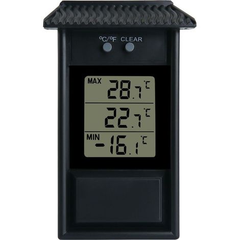 Thermomètre de Serre, Moniteur de Thermomètre Numérique à Effet de Serre Numérique Min Étanche Résolution de 0,1 ° C, Plage de Température de -20 à 50 ° C, Alimenté par Batterie Murale (Noir) (1/4)