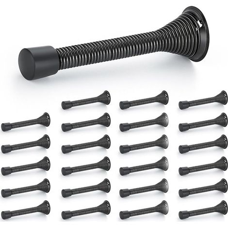 Butées de porte, lot de 24, Noir, à ressort, avec butée en caoutchouc, pour le bas de la porte (1/4)