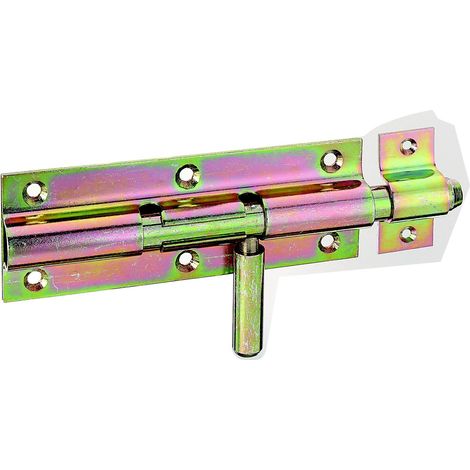 Verrou de box bouton avec gâche attachée galvanisé bichromatée 140 x 60 mm