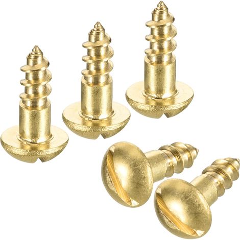 Vis à Bois M4 x 12mm à Tête Ronde Fendue en Laiton, Vis Autotaraudeuses pour le Travail du Bois, 40 Pièces (1/5)