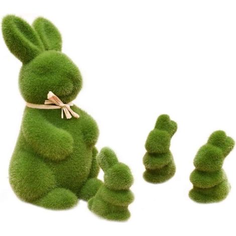 piezas de figuras de conejos de espuma para Pascua, estatuas de conejos de pelo flocado, figuras de conejos de hierba artificial, decoraciones de jardín para Pascua. (1/4)