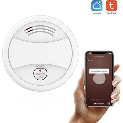 Détecteur de fumée Wifi capteur d'alarme incendie intelligent système de sécurité sans fil vie intelligente Tuya APP contrôle maison intelligente pour la maison cuisine/magasin/hôtel/usine (1/5)