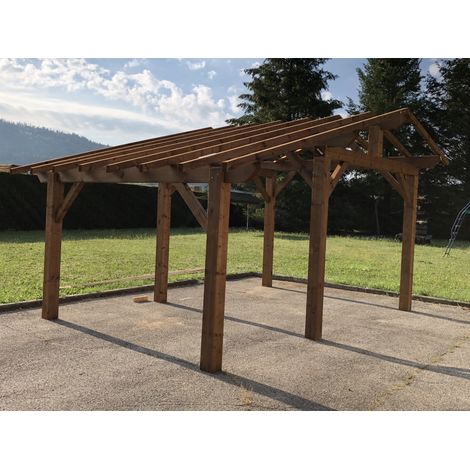 Abri à vélo en bois 3.7 x 4.5 - 17.2 m² - 2 pans (1/5)