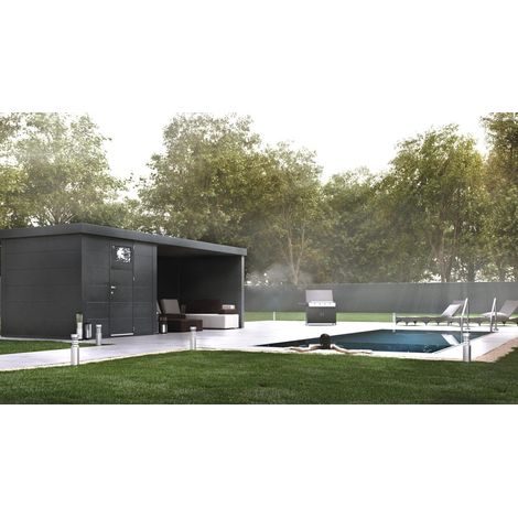 Caseta Metalica Jardin Novo Habitat Nh4 Con Terraza Antracita (1/5)