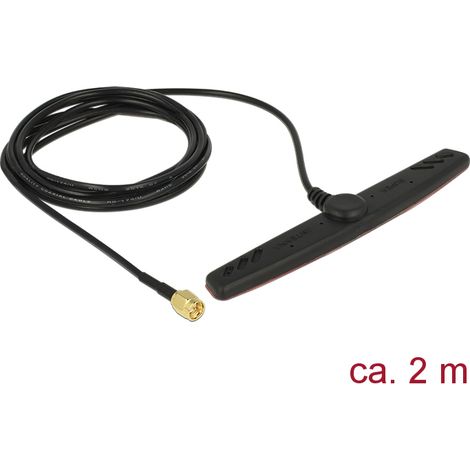 Antenne gsm / umts / lte  sma 2,5 dbi 2 m rg-174 schwarz omni klebemontage delock