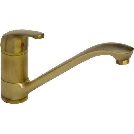 Miscelatore per lavello in bronzo antico con bocca fusa.