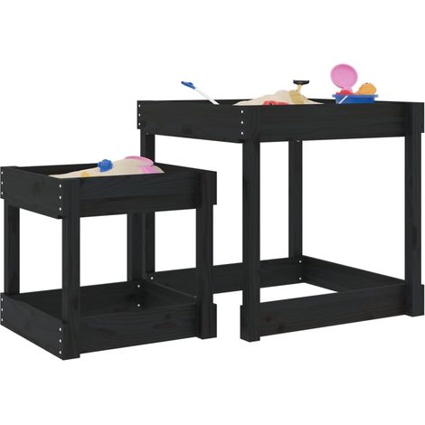 Sand-Spieltische 2 Stk. Schwarz Massivholz Kiefer
