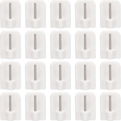Lot de 20 Supports Crochets adhésifs Autocollant pour Tringle de vitrage Crochets de Fixation Auto-Adhésifs SMALL Pour Rideaux et (1/4)