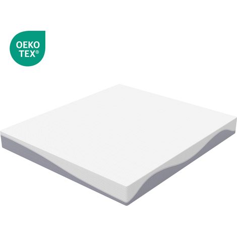 MODFU - Materasso reversibile in schiuma 120x200 cm, H3/H4, spessore 20 cm, fodera lavabile con cerniera, bianco/grigio
