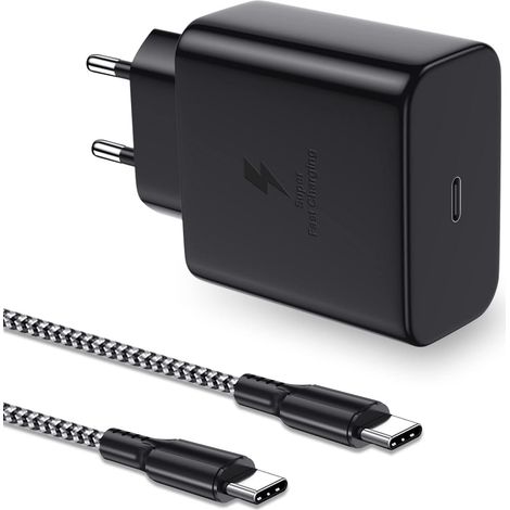 Chargeur Rapide USB C 45 W Ultra avec Câble de Charge 2 m 5 A pour Samsung Galaxy S22 Ultra/ S22+/S22/Note 10 +/Note 20/S20/S21, Tab S7/S7+/S8/S8+/S8 Ultra, GLO-CHARGER-45W-2MLABEL (1/5)