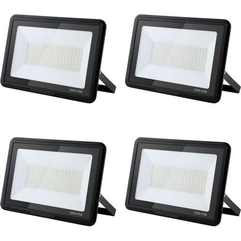 Projecteur LED Extérieur 150W, 15000LM Super Brillant, IP66 Étanche, 3000K Blanc Chaud pour Garage, Jardin, Terrasse, Cour(4pcs)